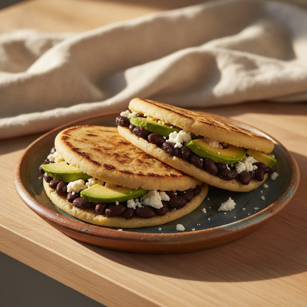 Arepas à l'avocat et fromage frais